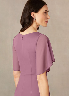 Azazie Selah Mother of the Bride Dresses Vintage Mauve A-Line V-Neck ruched Mesh Dress image5