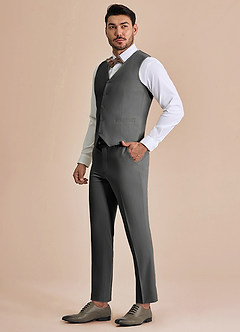 front William Carvão Colete de terno