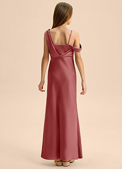 Azazie Madelyn Junior Abito Tubino in Raso Elasticizzato a Spalla Scoperta Rosa Antica image2