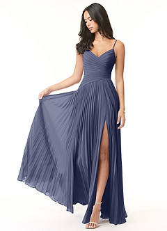 Azazie Vini Bridesmaid Dresses Stormy A-Line V-Neck Pleated Chiffon Dress image1