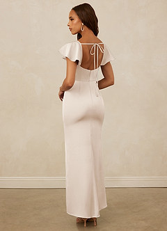 Christian Siriano Bridal for Azazie 1005 Vestidos de damas de honor Vestido de Alabastro Blanco de Satén Elástico de Corte Recto con Escote de Corazón image2