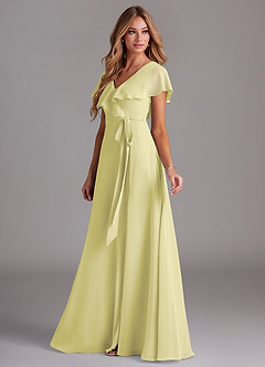 Azazie Lainey Brautjungfernkleider A-Linie mit Taschen Chiffon Kleid Zitronensorbet image5