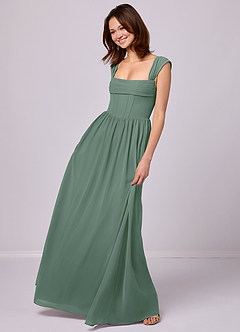 Barbie ♥ Azazie Bridesmaid Dresses Eucalyptus A-Line Corset Chiffon Dress image2
