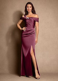 Azazie Altonia Moeder van de bruid jurken Zeemeermin Jurk van Stretch Satijn Off the Shoulder Moerbei image1