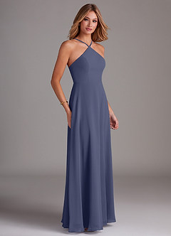 Azazie Bailey Bridesmaid Dresses Stormy A-Line Halter Side Slit Chiffon Dress image6