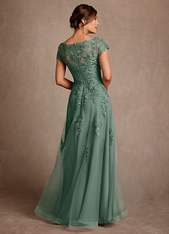 Azazie Jalinda vestidos de madre de la novia Vestido de Eucalipto de Gasa de Corte en A con Encaje image2