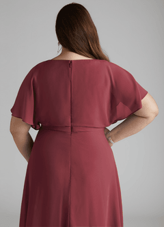 Azazie Aaliyah vestidos de dama de honor modestos Vestido de Corte En A Plisado Scoop Hasta el suelo Gasa image10