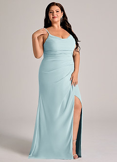 Azazie Deandra Bridesmaid Dresses Sea Glass Mermaid Pleated Chiffon Dress image11