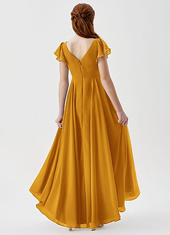 Azazie Caria Junior A-Linie Plissee Chiffon Kleid Butterscotch image2