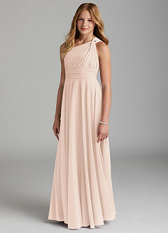 Azazie Charlize Junior A-Linie Gittergewebe Kleid Zartrosa image3