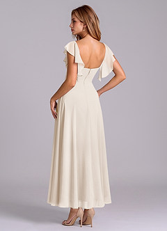 Azazie Leilani Robes de demoiselle d'honneur Robe Trapèze en Mousseline de soie Drapé Albâtre Blanc image5