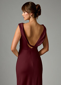 Azazie Kieryn Robes de demoiselle d'honneur Robe Sirène en Satin extensible Plissée Cabernet image2