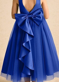 Azazie Solia Flower Girl Dresses Royal Blue Ball-Gown Bow Tulle Dress image7