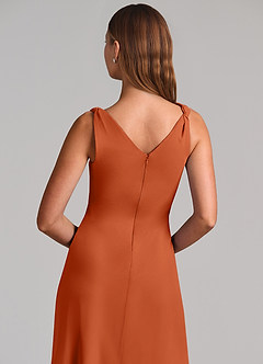 Azazie Nerine Brudtärnklänningar Klä av A-Linje i Chiffong Plisserad Bränd Apelsin image7