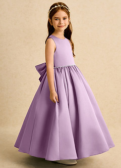 Azazie Daisies Robe Demoiselle D'honneur Fillette Robe Princesse en Mat Satiné Arc Glycine image3