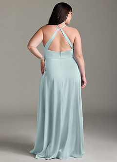 Azazie Davis Bridesmaid Dresses Mist A-Line Pleated Stretch Satin Dress image8
