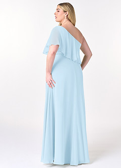 Azazie Lizzy Jurken voor bruidsmeisjes Jurk van Chiffon met A-Lijn One-Shoulder Hemelsblauw image11