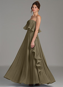 Azazie Alexia Bridesmaid Dresses Willow Green A-Line Ruched Chiffon Dress image5