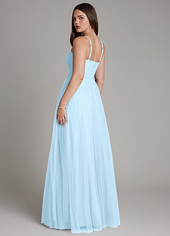 Azazie Teagan Robes de demoiselle d'honneur Robe Trapèze en Tulle Encolure en Forme de Cœur Bleu Ciel image5