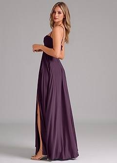 Azazie Akiko Bridesmaid Dresses Plum A-Line Sweetheart Neckline Stretch Satin Dress image7