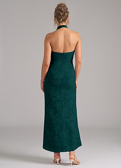 Azazie Marlissa Bridesmaid Dresses Pine Sheath Pleated Floral Burnout Dress image2