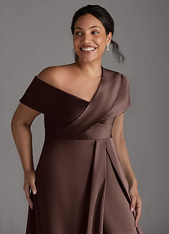 Azazie Milton Mère de la mariée Robes Robe Trapèze en Satin extensible Plissée Ganache image25