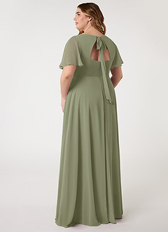 Azazie Kimber Bridesmaid Dresses Pistachio A-Line Flounce Sleeve Chiffon Dress image8