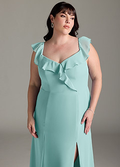Azazie Sophie Bridesmaid Dresses Aqua A-Line Off the Shoulder Chiffon Convertible Dress image13
