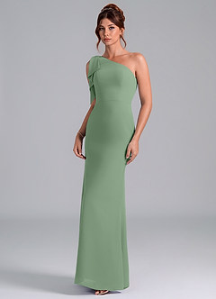 Azazie Rinna Bridesmaid Dresses Matcha Mermaid One Shoulder Chiffon Dress image3