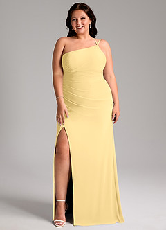 Azazie Eren Bridesmaid Dresses Butter Sheath One Shoulder Chiffon Dress image10