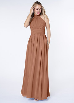 Azazie Iman Bridesmaid Dresses Bronzer A-Line A-Line Ruched Chiffon Dress image4