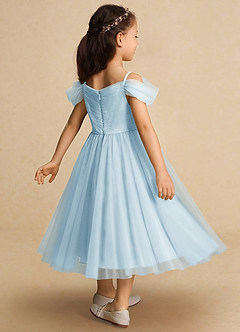 Azazie Lizzette Flower Girl Dresses Sky Blue A-Line Ruched Tulle Dress image2