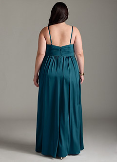 Azazie Alia Brautjungfernkleider A-Linie Plissee Stretch-Satin Kleid Tintenblau image9