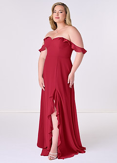 Barbie ♥ Azazie Final Sale Scarlet A-Line Off the Shoulder Chiffon Convertible Dress image9