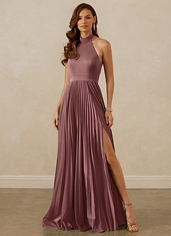 Christian Siriano Bridal for Azazie 1007 Bridesmaid Dresses Vintage Mauve A-Line Pleated Stretch Satin Dress image1