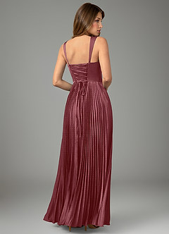 Azazie Avenelle Bridesmaid Dresses Desert Rose A-Line Corset Stretch Satin Dress image2
