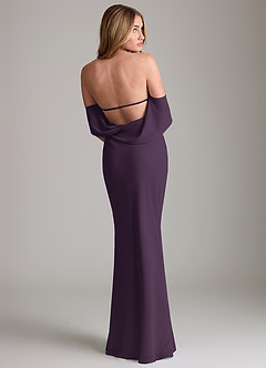 Azazie Lusinda Vestidos de damas de honor Vestido de Ciruela de Gasa de Corte Sirena Convertible con Vestidos sin tirantes image2