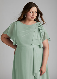 Azazie Aaliyah Modest Bridesmaid Dresses A-Line Scoop Pleated Chiffon Floor-Length Dress image11