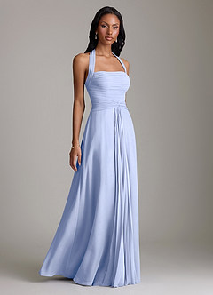 Azazie Clarisa Bridesmaid Dresses Ice A-Line Pleated Chiffon Dress image1
