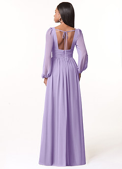 Azazie Norah Bridesmaid Dresses Lilac A-Line V-Neck Long Sleeve Chiffon Dress image2