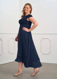 Azazie Shonda Mother of the Bride Dresses Dark Navy Lace Chiffon Dress image10