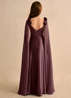 Azazie Rosita Girls Formal Blumenmädchenkleider A-Linie Plissee Matte Satin Kleid Sangria image2