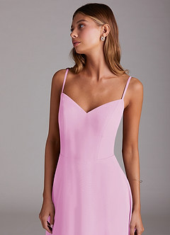 Azazie Marley Bridesmaid Dresses Candy Pink A-Line Off the Shoulder Chiffon Convertible Dress image2