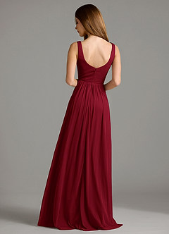 Azazie Keyla Bridesmaid Dresses Burgundy A-Line Pleated Mesh Dress image2