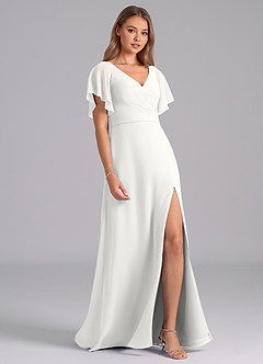 Azazie Ambrosia Šaty pro družičky A-Line Plisovaný Šifón Délka podlahy Šaty image5