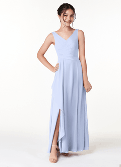 Azazie Kori Junior Ice A-Line Ruched Chiffon Dress image1
