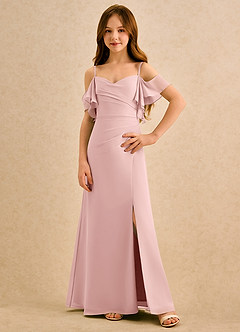 Azazie Pippy Girls Formal Flower Girl Dresses Powder Pink A-Line Sweetheart Neckline Chiffon Dress image1