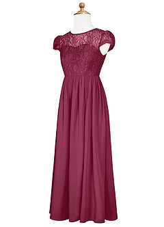 Azazie Delevingne Junior Robe Trapèze en Mousseline de soie Dentelle Mûre image8