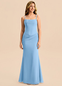 Azazie Sorrel Junior Powder Blue Mermaid Pleated Chiffon Dress image6
