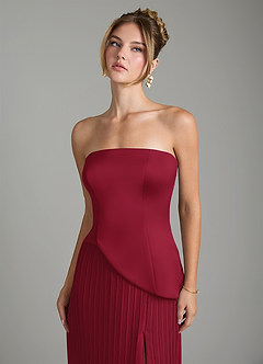 Azazie Tierney Bridesmaid Dresses Burgundy A-Line Strapless Chiffon Convertible Dress image3